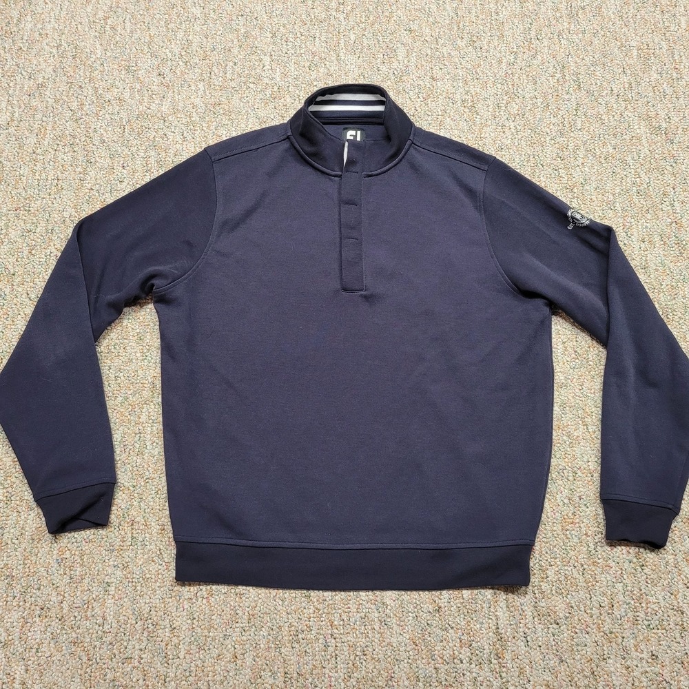 Footjoy Sweater Men Medium Blue Quarter Button Pullover Preppy Youghiogheny Golf